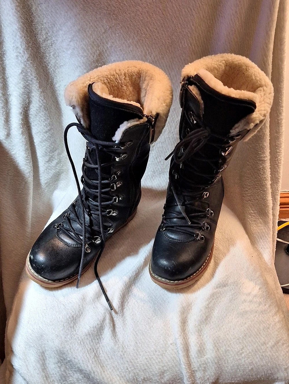 Black Leather Winter Boots